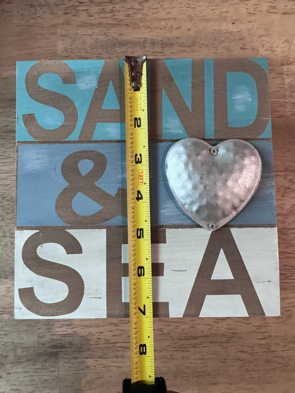 SAND & SEA Coastal storage box with Metal Heart - Blue, White, Brown